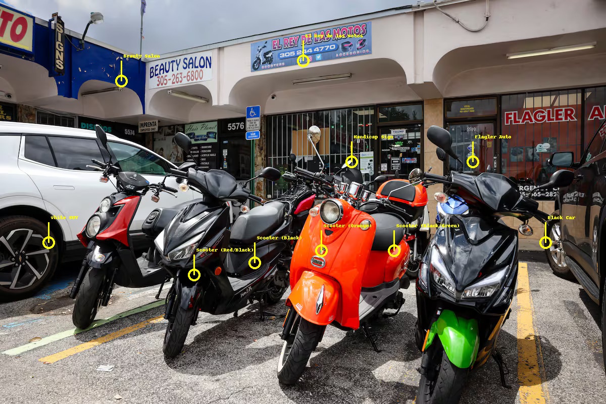 Annotated image showing AI recognition elements